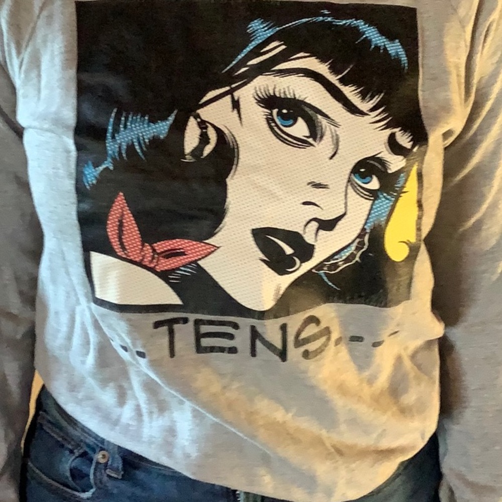 Gray comic graphic sweater